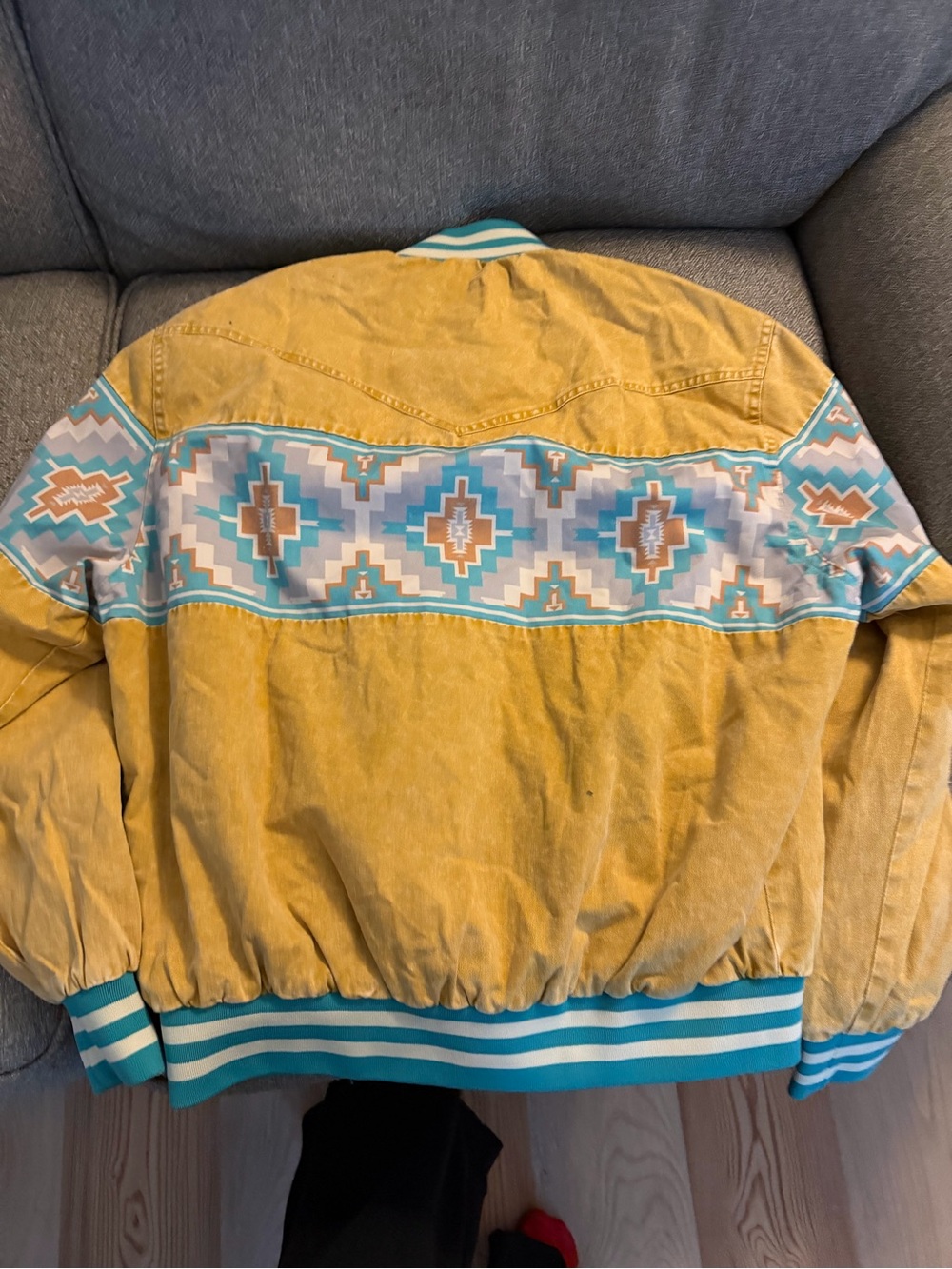 Adult Yellow Aztec-Trim Bomber Jacket - Picture 4 of 4